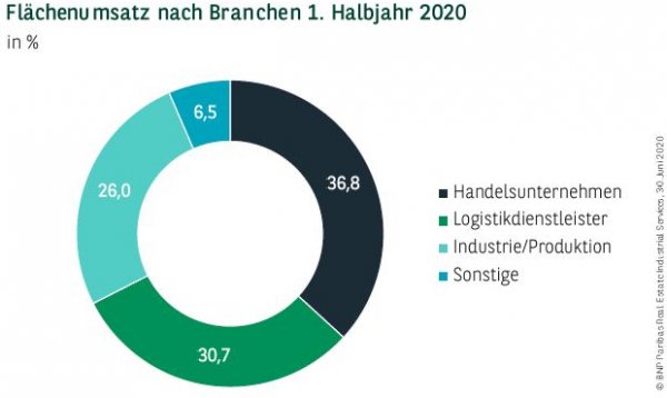 Flächenumsatz nach Branchen in Deutschland 1. Halbjahr 2020